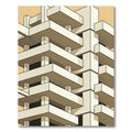 Minimalist Beige Brutalist Architectural Grid Rug