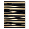 Golden Black Wavy Stripe Layered Rug