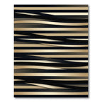 Golden Black Wavy Stripe Layered Rug
