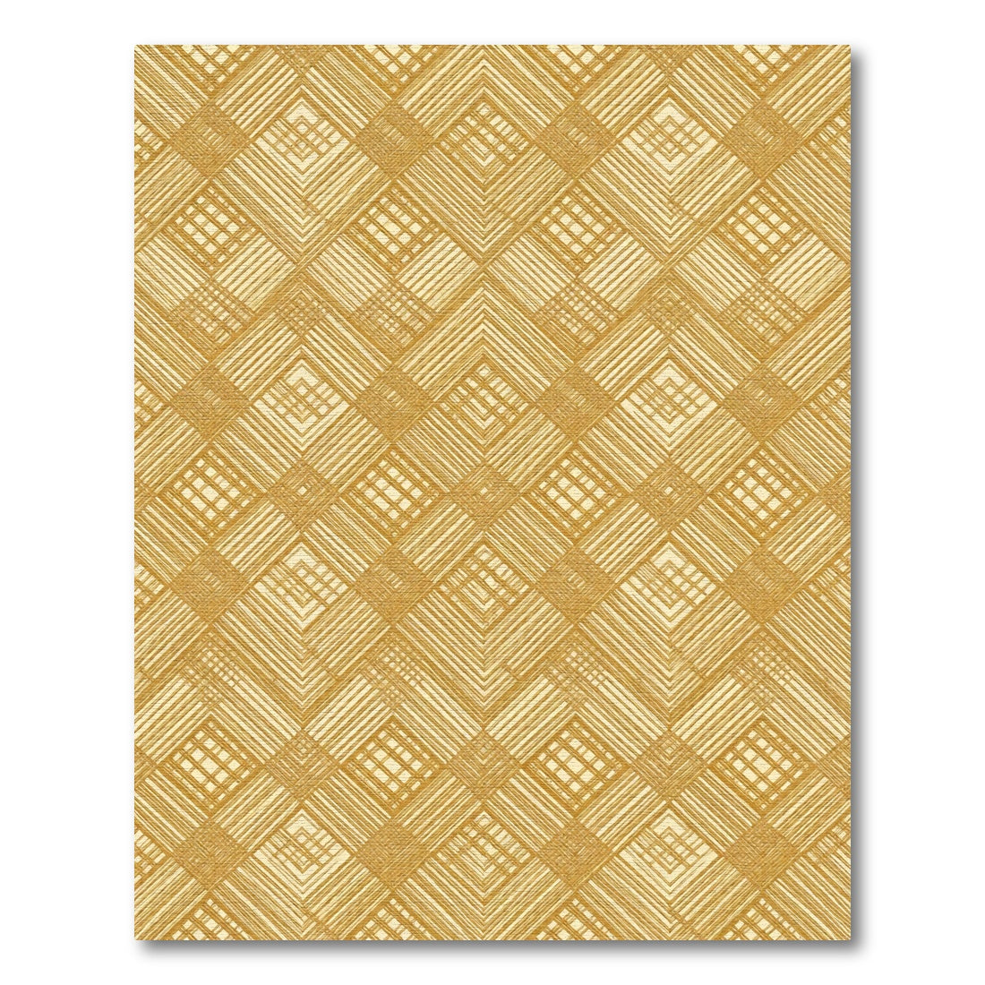 Golden Geometric Lattice Textured Weave Rug