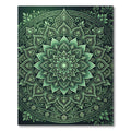 Deep Green Floral Mandala Composition Rug