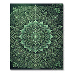 Deep Green Floral Mandala Composition Rug