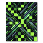 Neon Cyber Grid Digital Square Art Rug