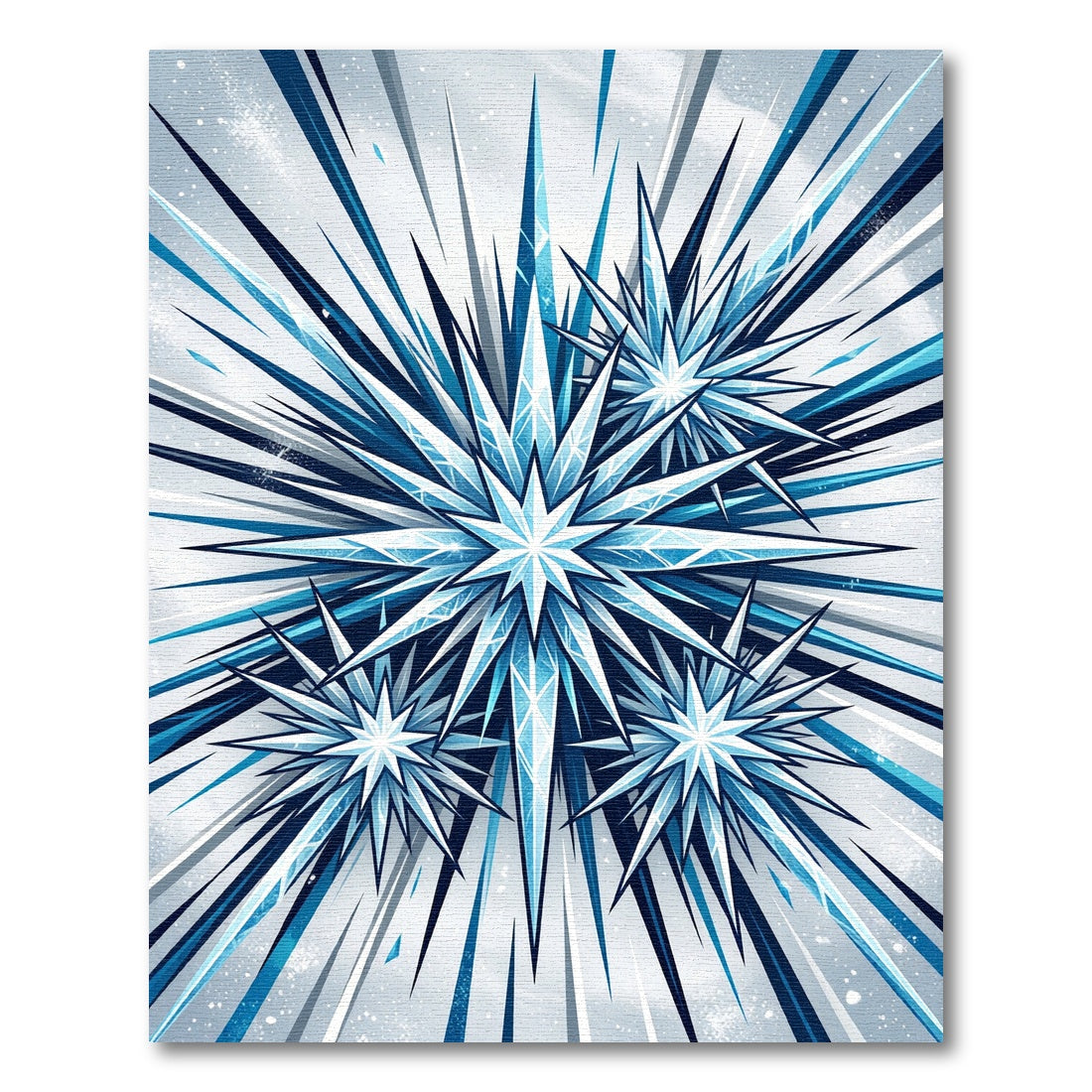 Frozen Stellar Blue Geometric Crystal Burst Rug