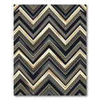 Elegant Black Gold Geometric Chevron Rug