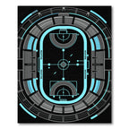 Futuristic Neon Blue Athletic Stadium Arena Rug