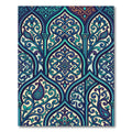 Intricate Teal Blue Damask Archway Rug