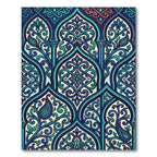 Intricate Teal Blue Damask Archway Rug