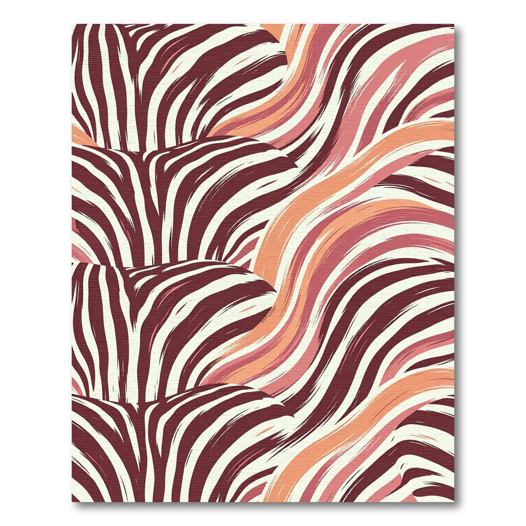 Burgundy Cream Dappled Stripe Wave Rug