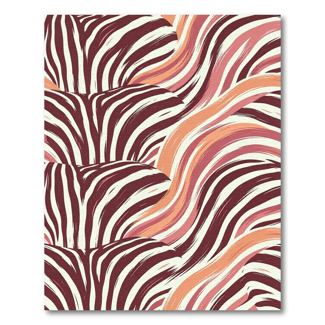 Burgundy Cream Dappled Stripe Wave Rug