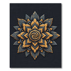 Dark Gold Floral Swirl Mandala Rug