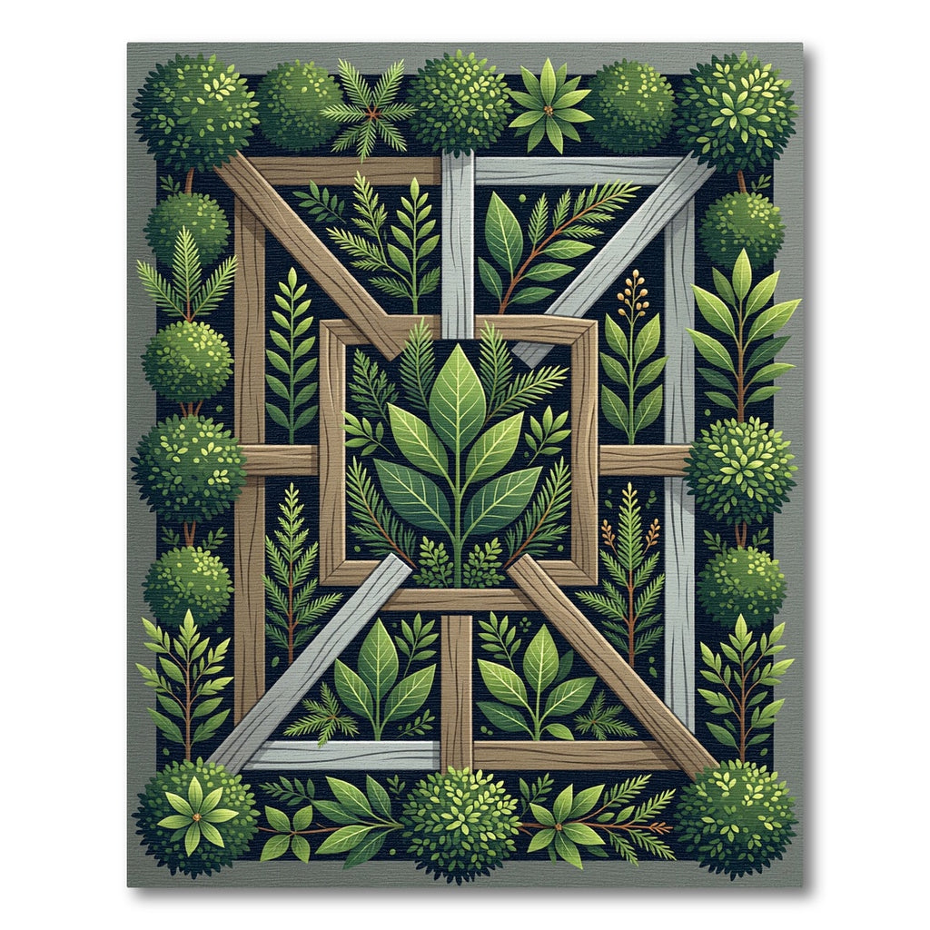 Lush Emerald Botanical Frame Rug