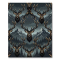 Majestic Stag Heads Forest Mountain Dusk Rug