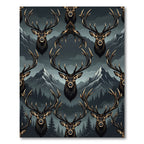 Majestic Stag Heads Forest Mountain Dusk Rug