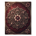 Ornate Crimson Floral Circular Medallion Rug