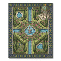 Green Courtyard Fountain Floral Garden Rug
