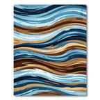 Earthy Blue Abstract Organic Waves Rug
