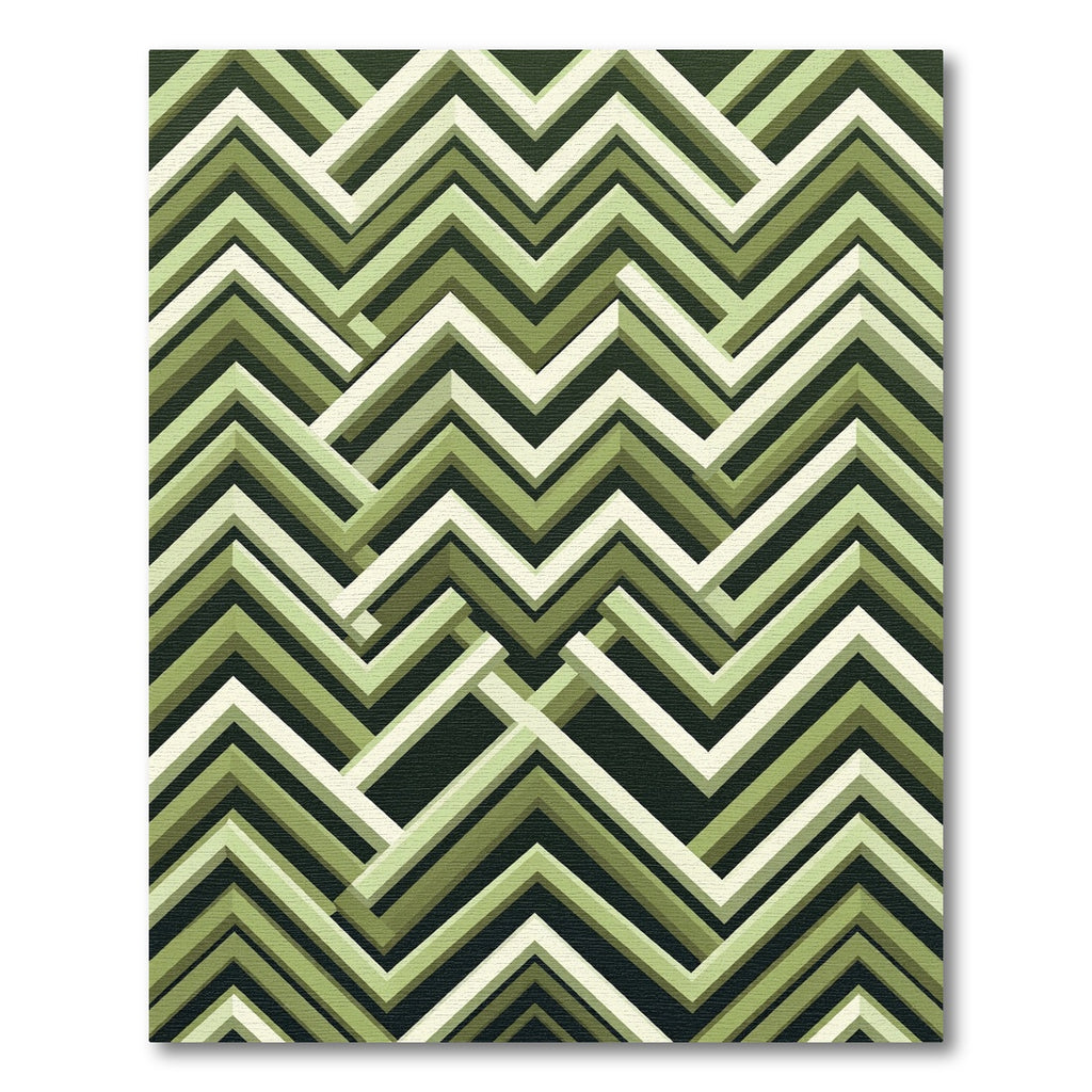 Geometric Olive Green Zigzag Chevron Rug