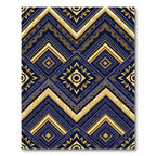 Navy and Gold Geometric Zigzag Diamond Rug