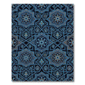 Deep Blue Geometric Star Floral Rug