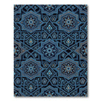 Deep Blue Geometric Star Floral Rug