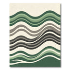 Earthy Green Minimalist Abstract Wave Rug