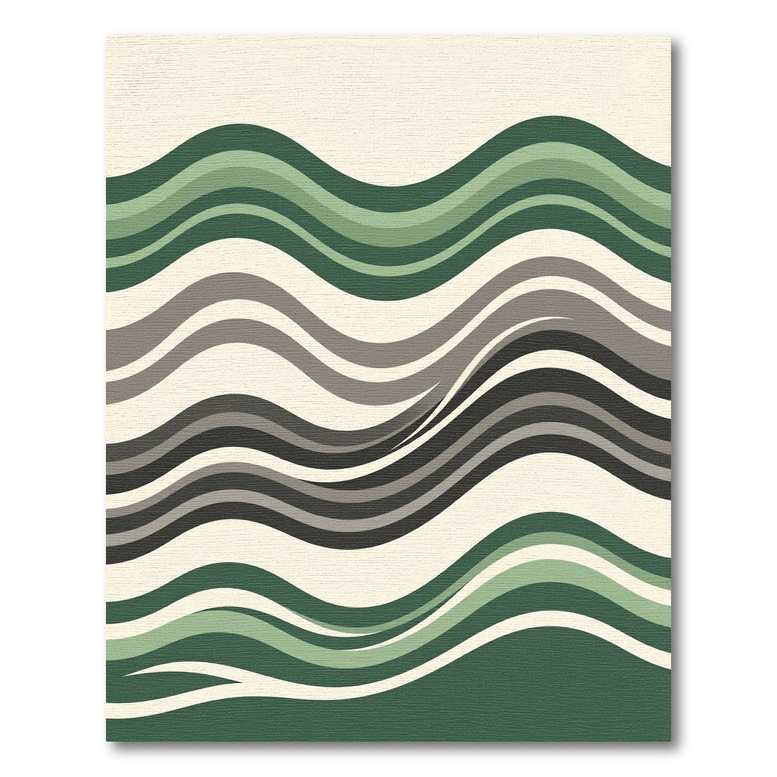 Earthy Green Minimalist Abstract Wave Rug
