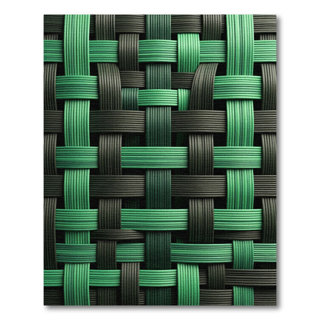 Bold Emerald and Charcoal Woven Grid Rug