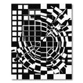 Monochrome Geometric Abstract Vortex Art Rug
