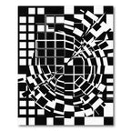 Monochrome Geometric Abstract Vortex Art Rug