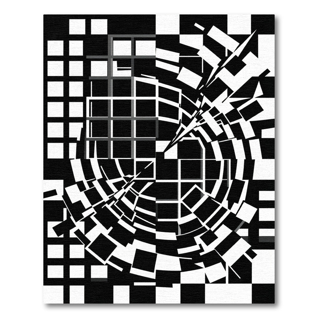 Monochrome Geometric Abstract Vortex Art Rug