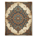 Ornate Blue and Copper Floral Medallion Rug