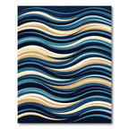 Deep Blue Golden Wave Flow Rug