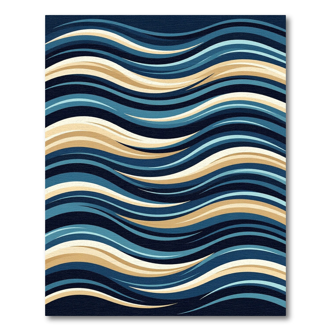 Deep Blue Golden Wave Flow Rug