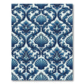 Deep Blue Baroque Floral Seashell Rug