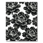 Monochromatic Black and White Peony Bloom Rug