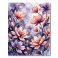 Watercolor Purple and Peach Floral Garden Rug