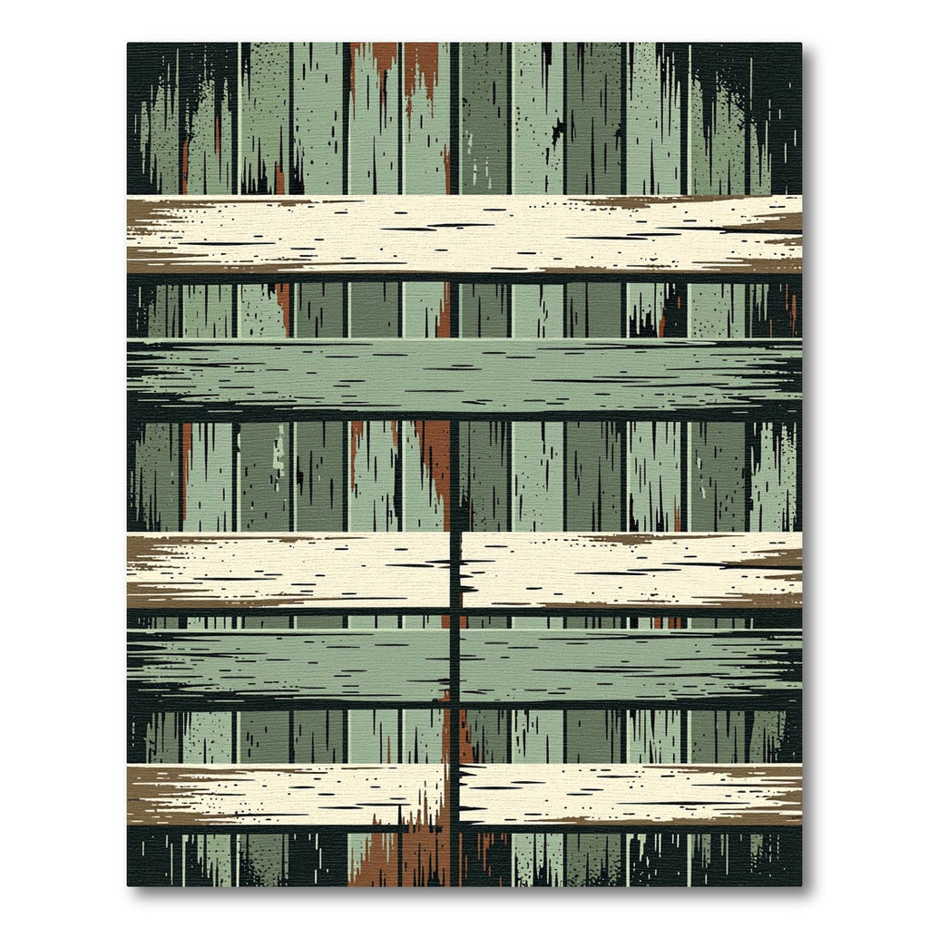 Rustic Sage Green Weathered Wood Plank Rug