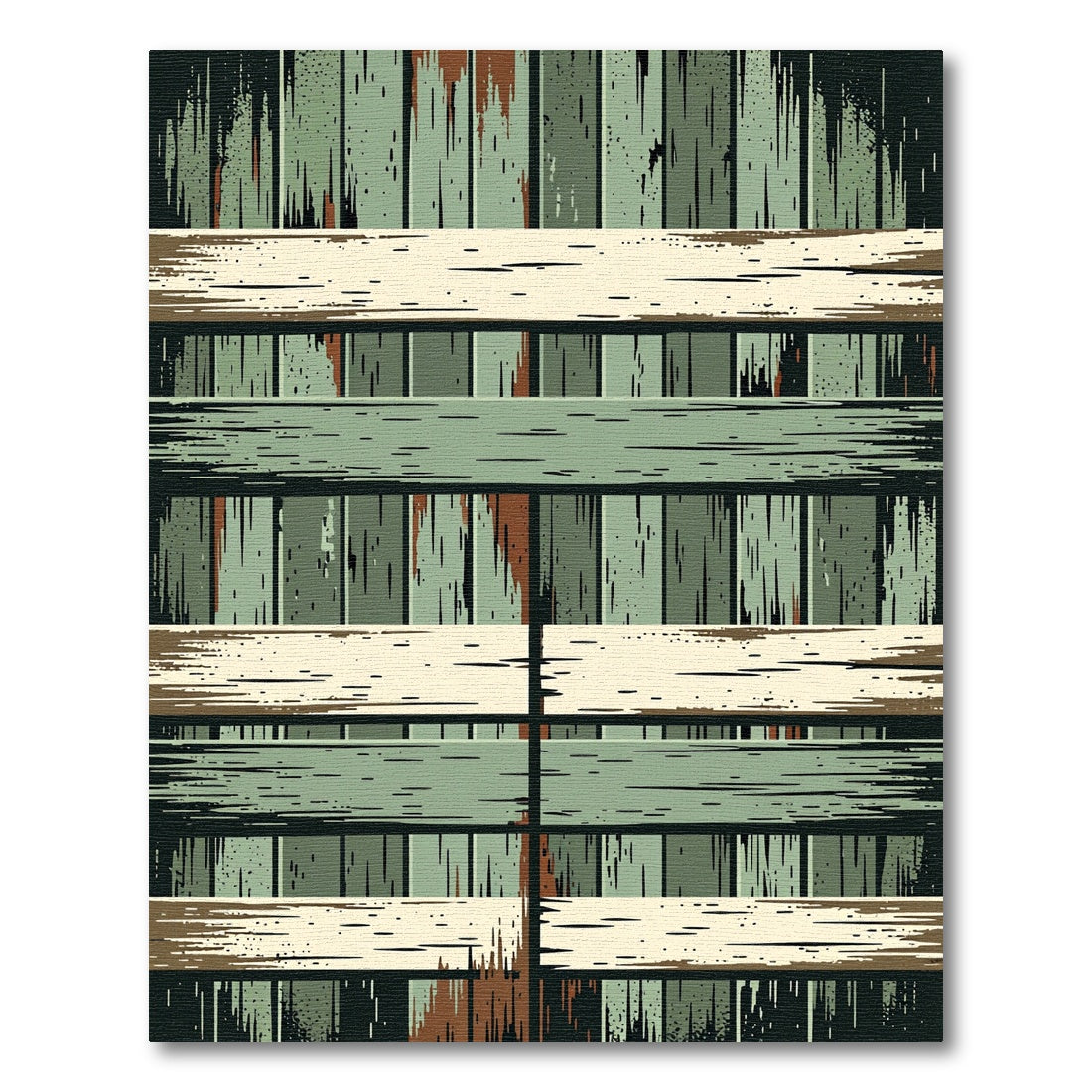 Rustic Sage Green Weathered Wood Plank Rug