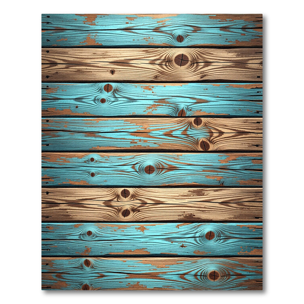 Distressed Aqua Wood Grain Texture Rug