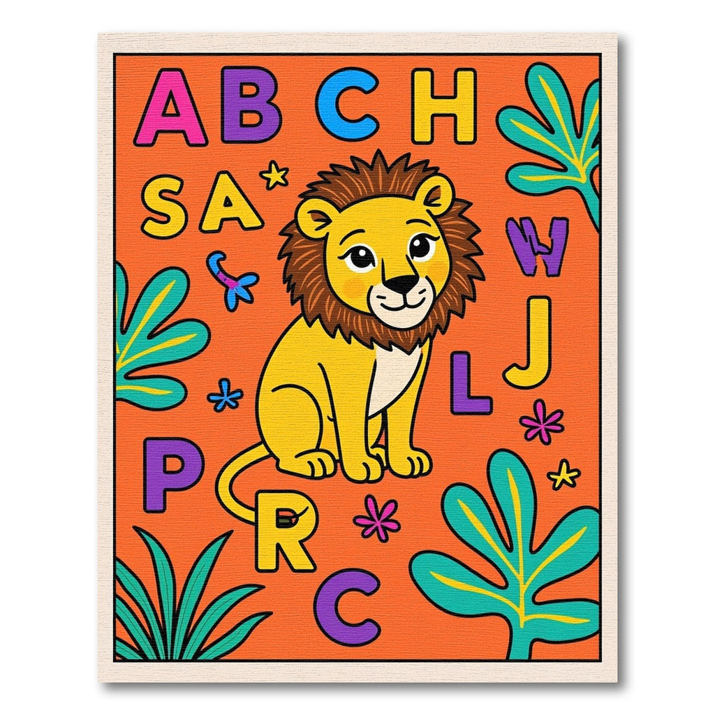 Whimsical Lion Alphabet Jungle Rug