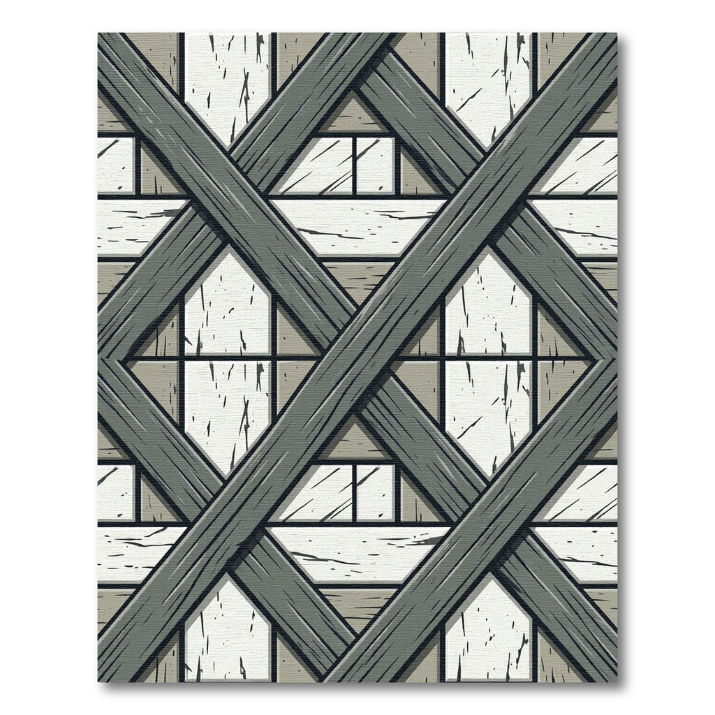 Gray Wood Lattice Over White Stone Rug