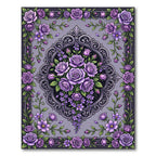 Ornate Violet Rose Victorian Scroll Rug