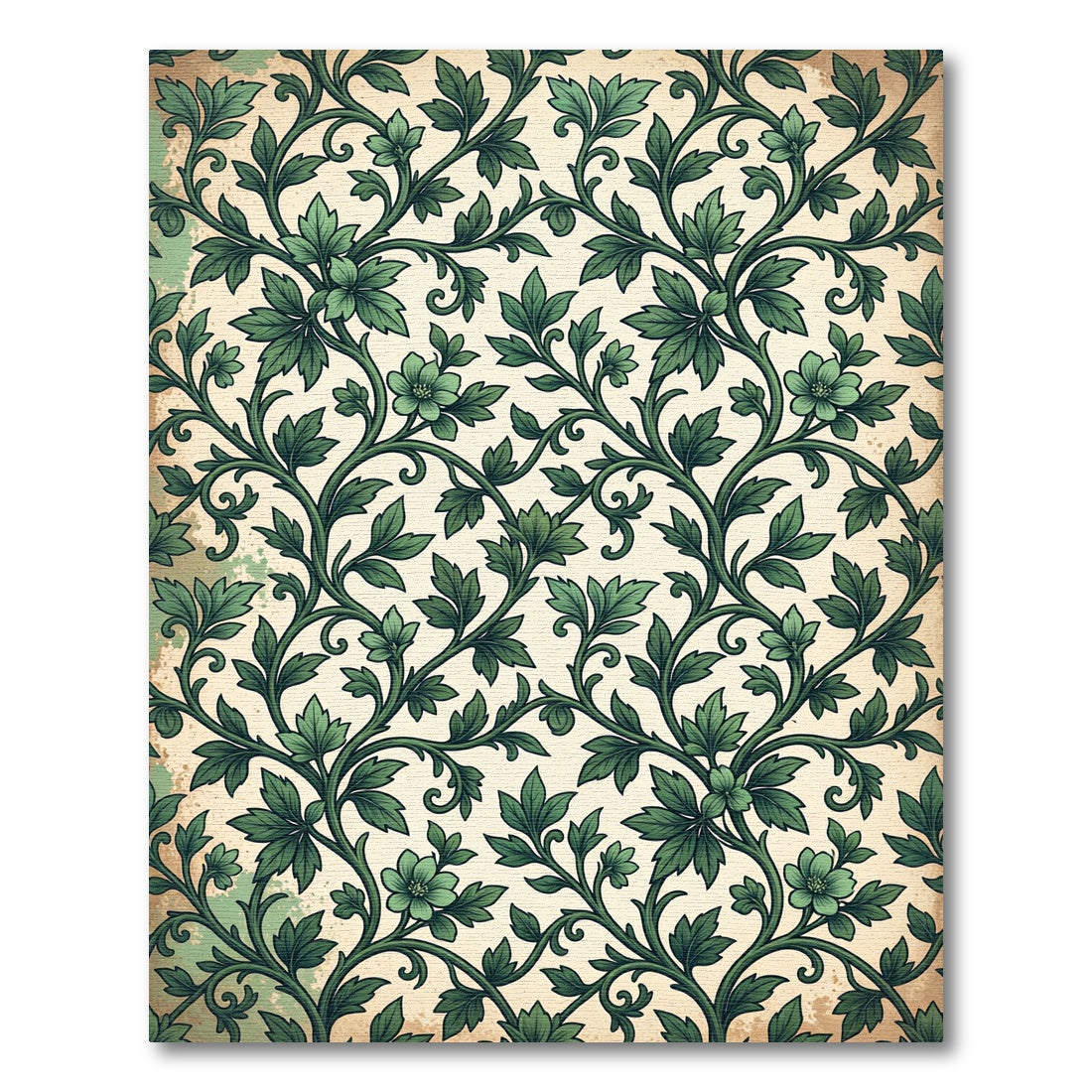 Vintage Sage Botanical Vine Foliage Rug