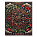 Crimson Floral Ornate Botanical Medallion Rug