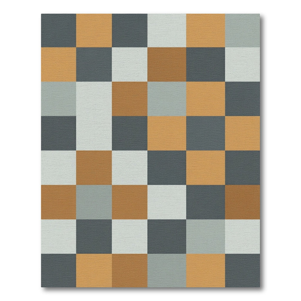 Warm Earthy Tone Checkerboard Squares Rug