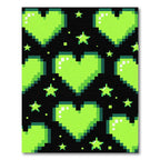 Neon Green Pixel Heart Star Aura Rug