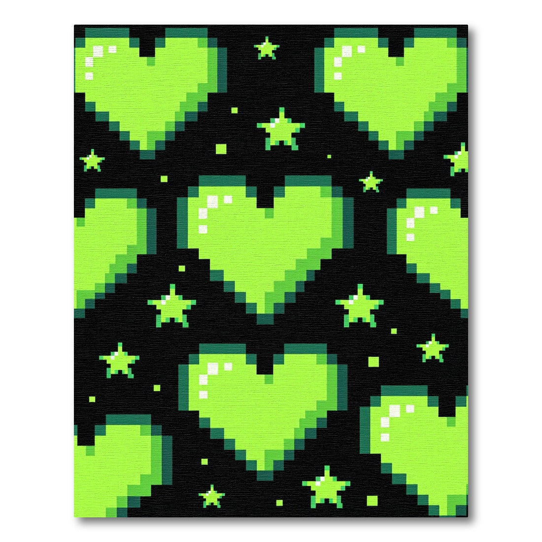 Neon Green Pixel Heart Star Aura Rug