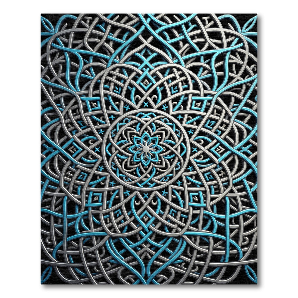 Blue and Silver Intricate Celtic Knotwork Rug