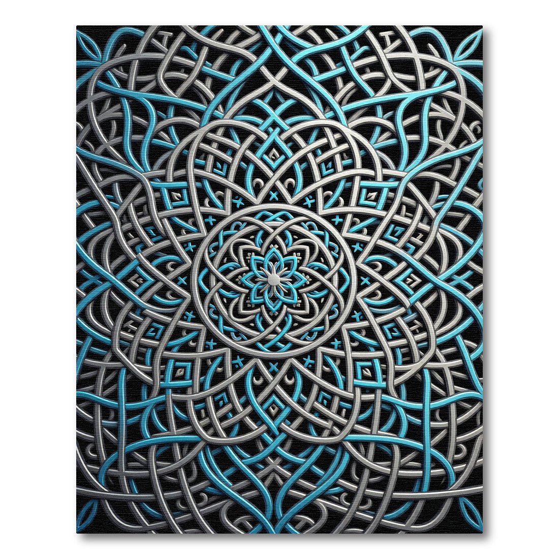 Blue and Silver Intricate Celtic Knotwork Rug